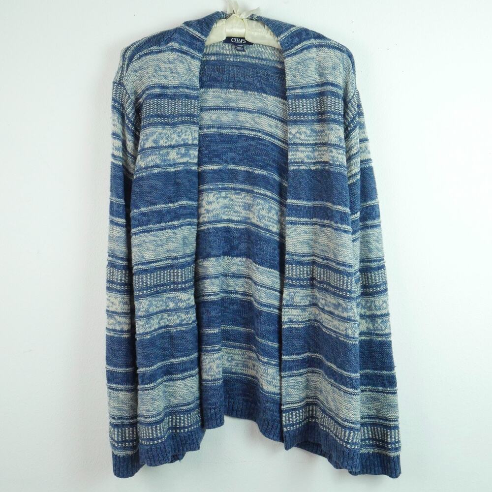 Chaps 1X Open Cardigan Southwest‎ Stripe Western Cotton Blend Lightweight Rodeo